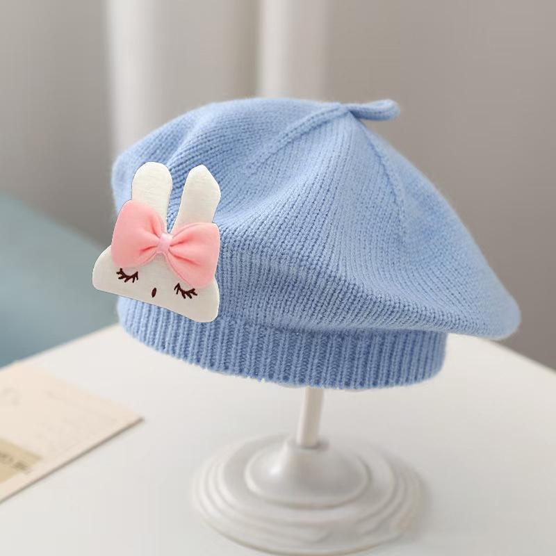 Słodki kreskówka królik dziecko beret czapki miękkie niemowlę maluch beret czapki jesień zima jednolity kolor kapelusz słodkie ciepłe dzieci czapki prezenty