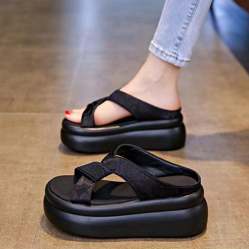 Sandals, Thick-soled Shoes, Heightening Shoes, Slippers, Women s Shoes 35 чёрный