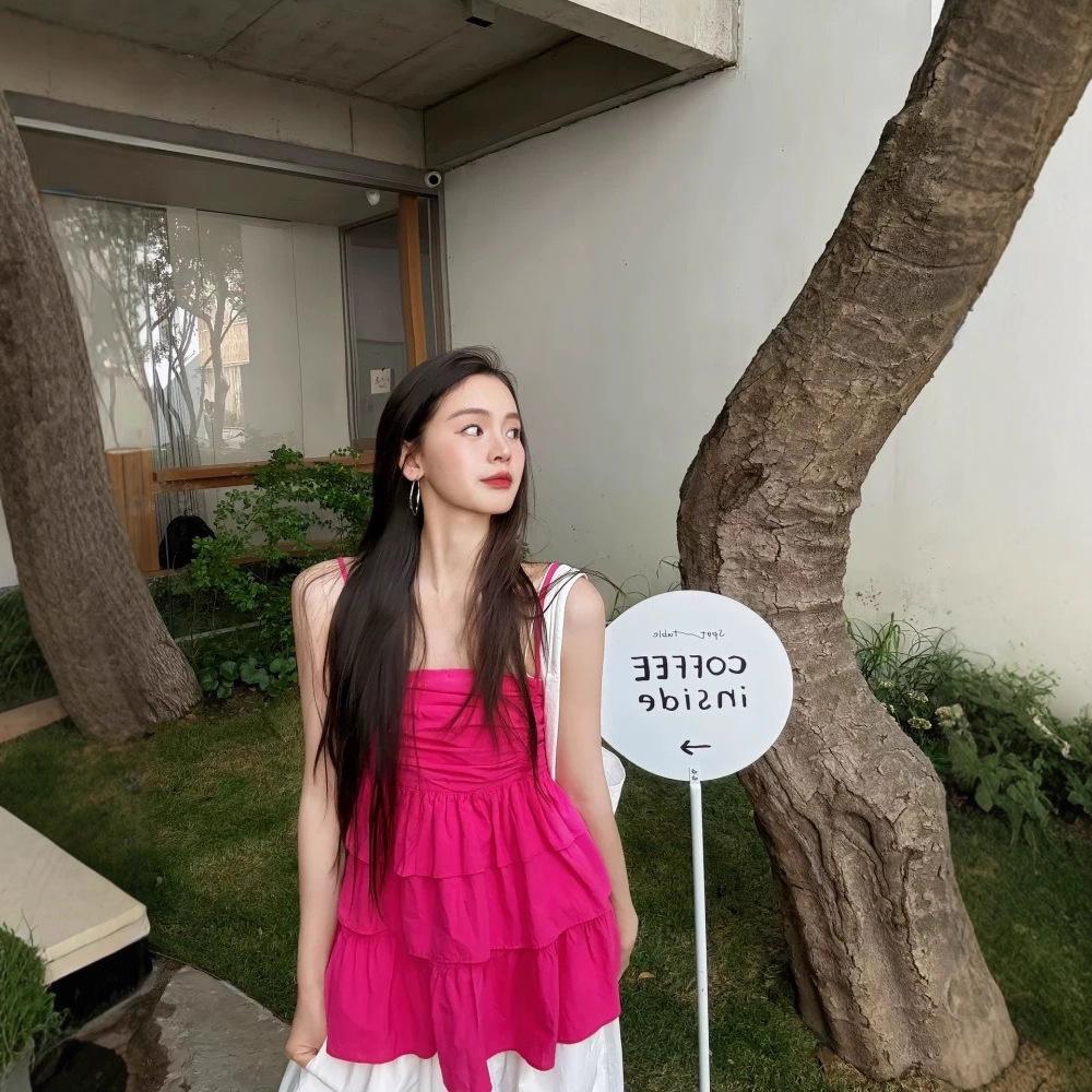 2025 Trendy Pleated Age-Defying Women s Camisole: Versatile Solid Color Layered Summer Top Large