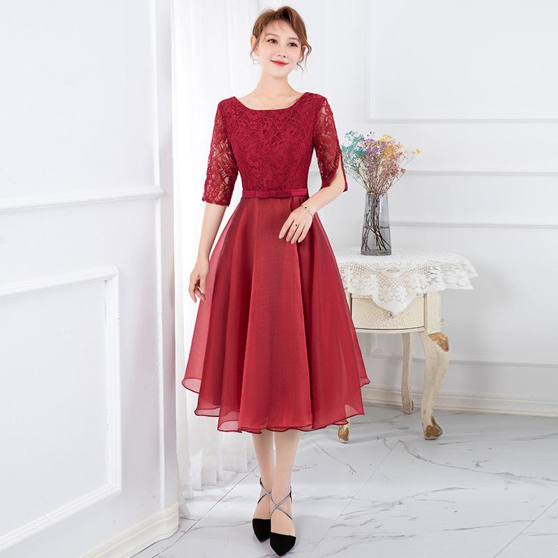 

Independent Station Evening Dress New Year s Elegant Fashion Toast Daily Wear Lace Medium and Long Dress XS красный