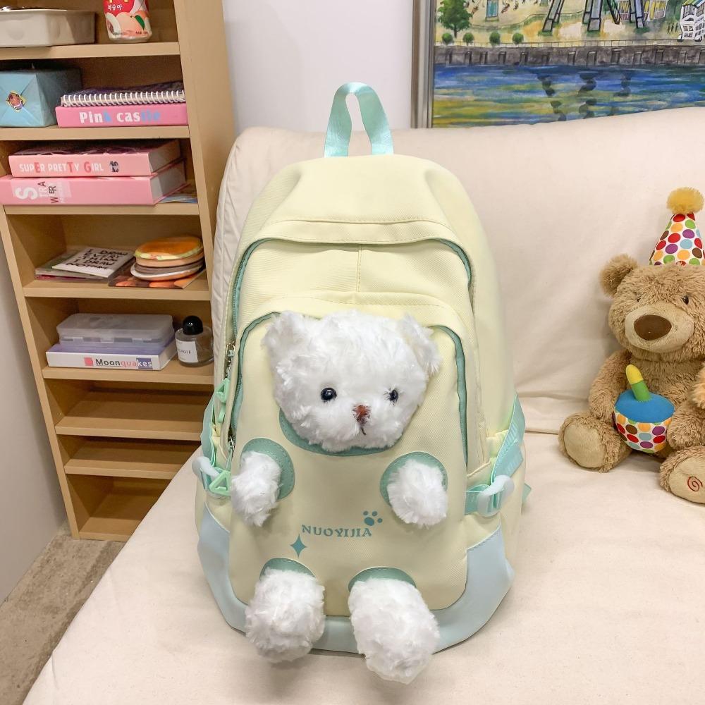Cute Plush Bear Backpack Bear Doll Cute Schoolbag Cute Student School Bag Outdoor Use