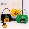 Cute Holiday Gift Bags Halloween Pumpkin Candy Bag, Cartoon Velvet Plush Treat Tote for Toddler Pouch Kids, Reusable Trick or Handbag, Party
