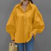 Turn-down Collar Single Breasted Anti-pilling Women Shirt Casual Lantern Sleeve Fashion Shirt Blouse Female Clothing