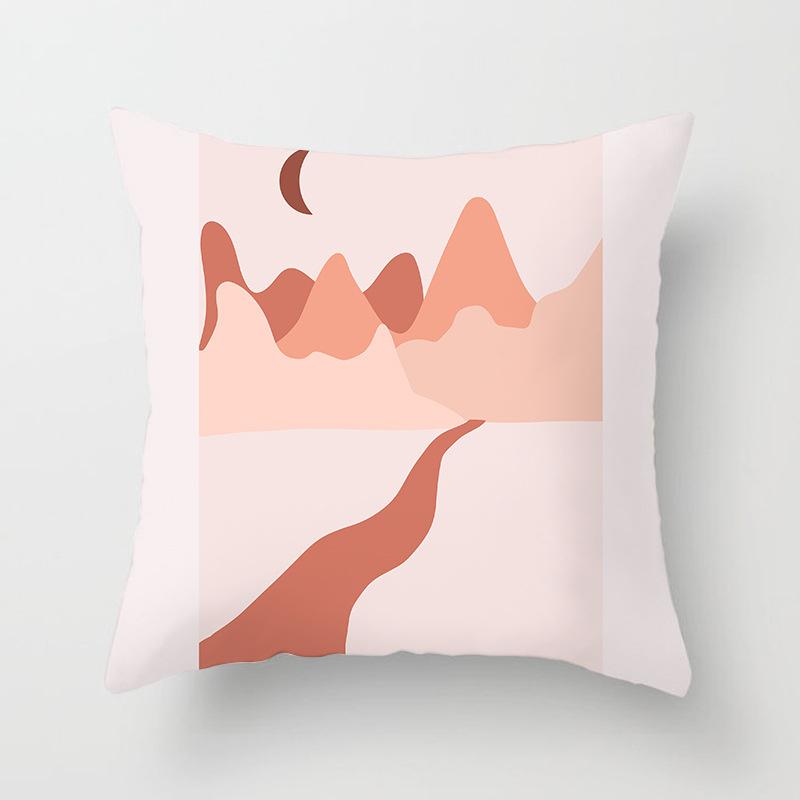 Einfache frische rosa geometrische Mond-Print-Muster Kissenbezug Haus Wohnzimmer Sofa Dekoration Kissen Kissenbezug