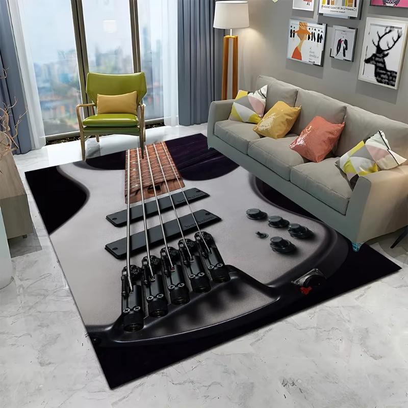 Electric Guitar Carpet Living Room Bedroom Music Room Rug Cool Teen Decor Non Slip Floor Mat Home Doormat Gift