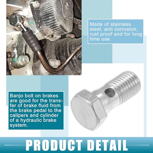 Ein ABSOPRO Hohlschrauben-Bremsleitungs-Anschlussadapter für Auto 1,26" Länge M12x1,5 Bremsleitungsgewinde Einzelne Hohlschraube mit 2 Kupferscheiben