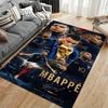 Soccer Star Area Rug, Kylian Mbappe France 10 World Cup Trophy Kiss Champion Print, Football Fan Living Room Decor, Non-Slip Mat