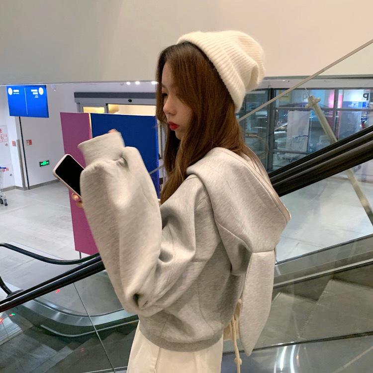 2025 Anti-Pilling Graues Kapuzen-Damen-Sweatshirt mit Hasenohren - Vielseitig, locker und stilvoll