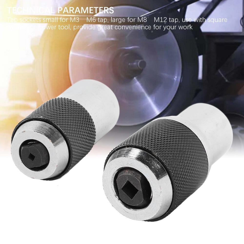 2PCS Adjustable Jaws Tap Set 3/8" Drive Adapters Ratcheting Tap Set Cr-Mo Steel Adjustable Tap Holder