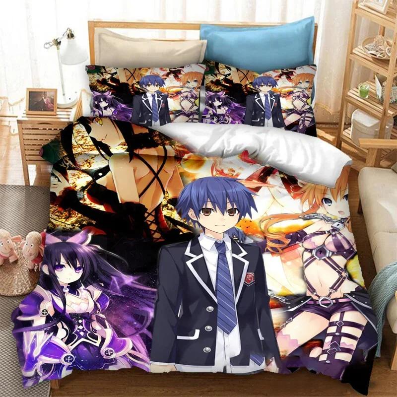 3D Printed DATE A LIVE Duvet Cover Pillowcase Anime Bedding Set Double Twin Full Queen King Adult Kids Bedclothes Quilt Cover