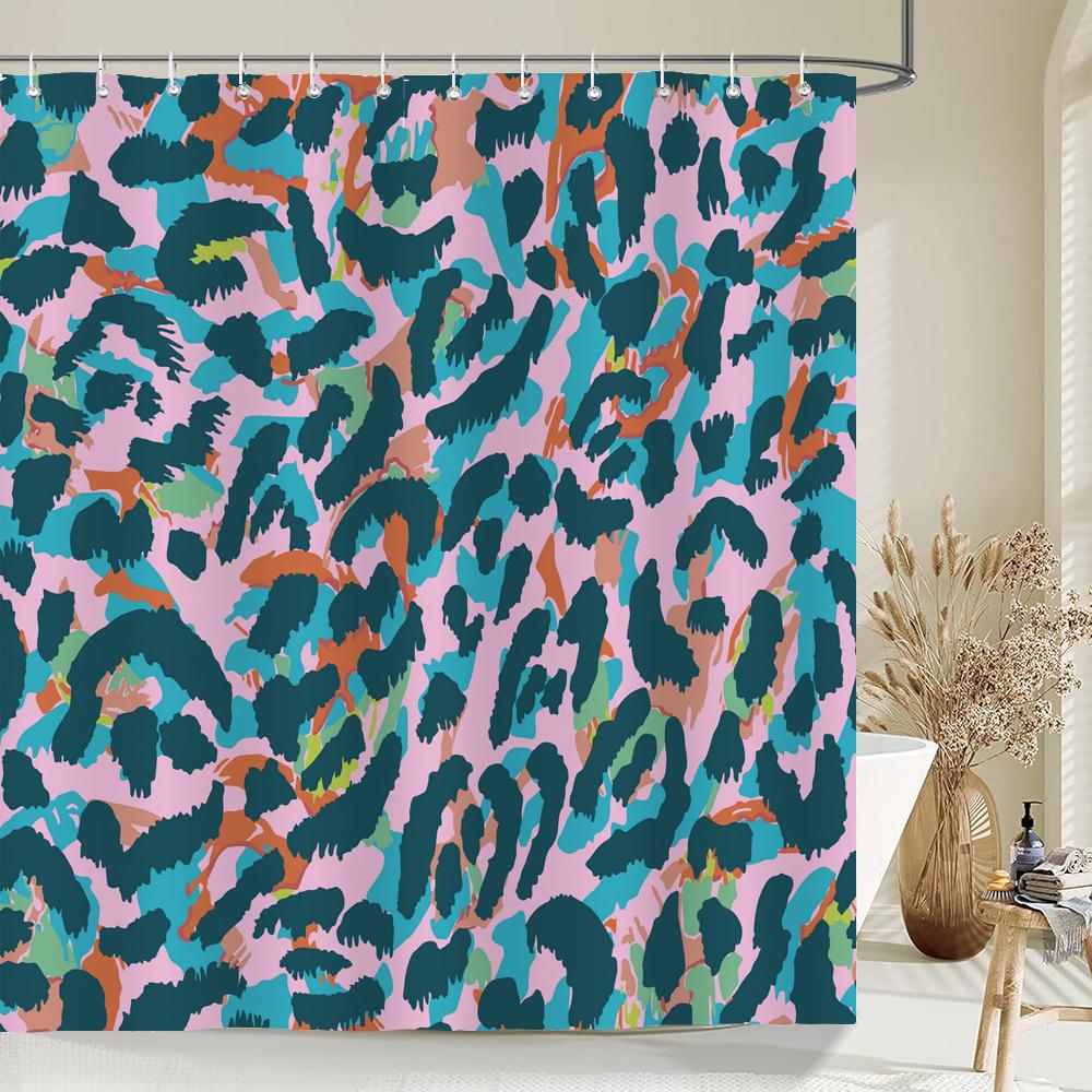 Sexy Leopard 3D Duschvorhänge Wasserdichtes Gewebe Geometrische Blume Badezimmervorhang Mit Haken Dekor 180*200cm Badewannen-Bildschirm