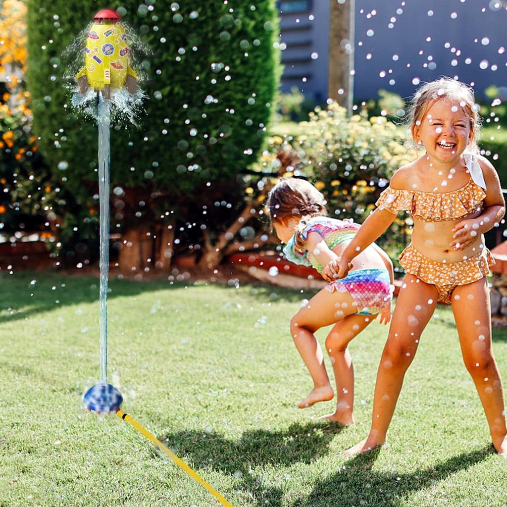 OBEST Sprinkler Rakete Spielzeug Outdoor Wasserspiel Sommer Brunnen Spielzeug Interaktion Wasserdruckkontrolle Höhe Sockel enthalten Sommerfest Alter 6