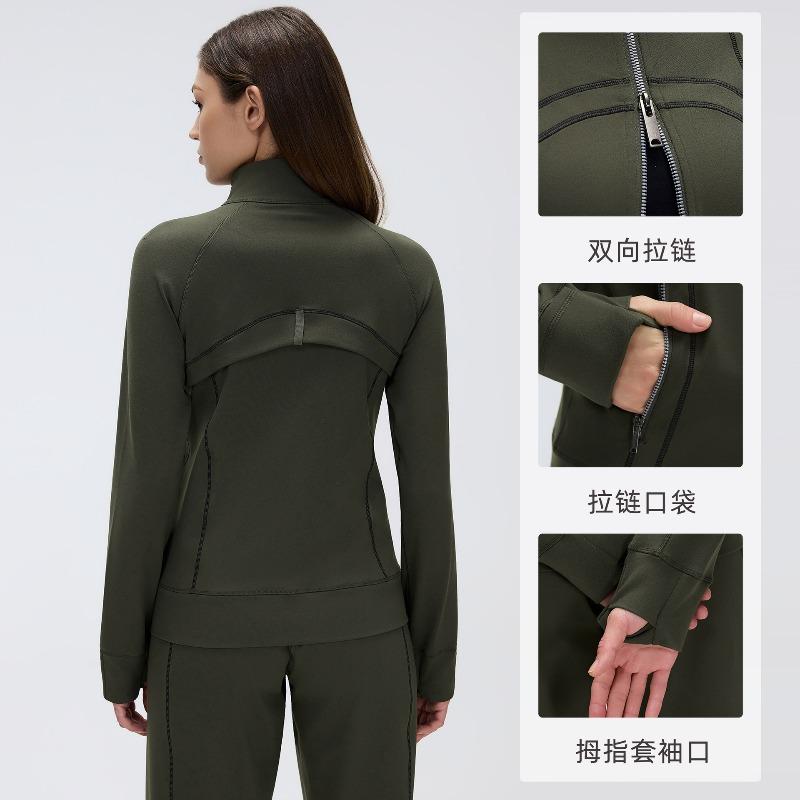 Long Sleeve Yoga Jacket Women's Two-Way Zipper Stand-Up Collar Fitness Jacket Slim Skinny Running Top