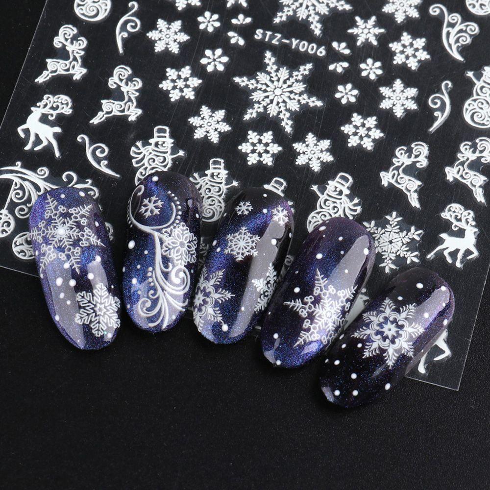 DIY Manicure Glow In The Dark Nail Art Slider 3D Luminous White Snowflakes Christmas Nail Sticker