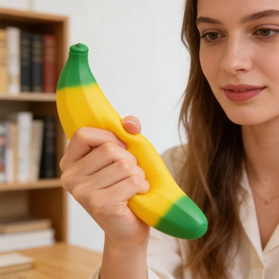 Banana Squeeze Toy Soft Rubber Stress Relief Toy Fun Pinch Sensory Toy Portable Fidget Toy Safe for Kids Adults Anxiety Relief Gift