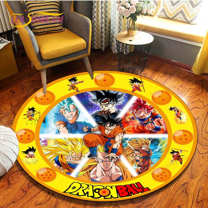 Anime Dragon Ball Goku Round Carpet  Living Room Non-slip Chair 3d Carpet Home Decor Tapis Salon Rugs Mats