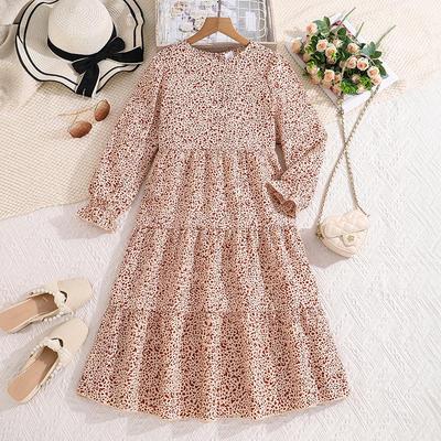 **Vestito Midi Stampato a Maniche Lunghe da Ragazza - Collezione Primavera**
