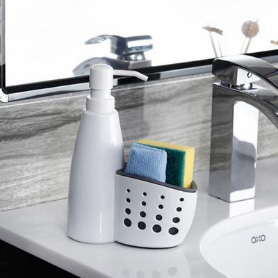 Suporte de esponja de cozinha 400ml, 2 em 1, multifuncional, recipiente de detergente líquido, desinfetante para as mãos, dispensador de sabão, cozinha
