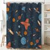 Space Adventure Shower Curtain Outer Space Decor for Bathroom Unique Astronaut and Rocket Design 180 x 240cm Waterproof Fabric S