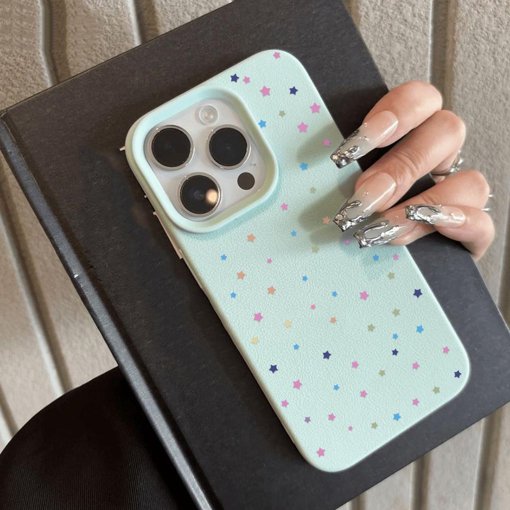Soft Leather Silicone Phone Case For iPhone 16 Pro Case iPhone 15 13 11 12 14 Pro Max 15 16 Plus Shockproof Colorful Star Cover