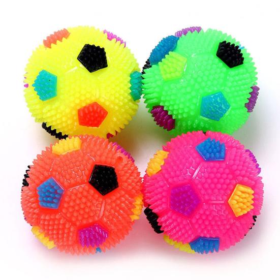 LED leuchtender Fußball Hundespielzeug Bissfest Quietschend Stachelig Hüpfball Interaktives Spielzeug Kleine Mittlere Große Hunde Zahnen Reinigung Kauspielzeug
