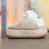 Fashion New cartoon panda fluffy slippers women's 5 cm platform mules clog shoes home slipper woman animal furry slides warm flip flops