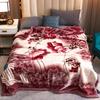 Fleece Blanket Plush Blanket King Size Heavy Mink Blanket Silky Soft and Warm 2 Ply AB Printed Raschel Bed Blanket Rose/Peony