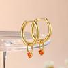 Kinitial Zarte Goldfarbene Zirkonstein-Anhänger Messing-Creolen für Damen Mädchen Lässiger Täglicher Klassischer Sommer-Schmuck