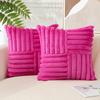 Plush Throw Pillow Cover 18x18 Inch Soft Faux Fur Striped Cushion Cover Machine Washable Fluffy Pillowcase for Sofa Living Room Bedroom Decor
