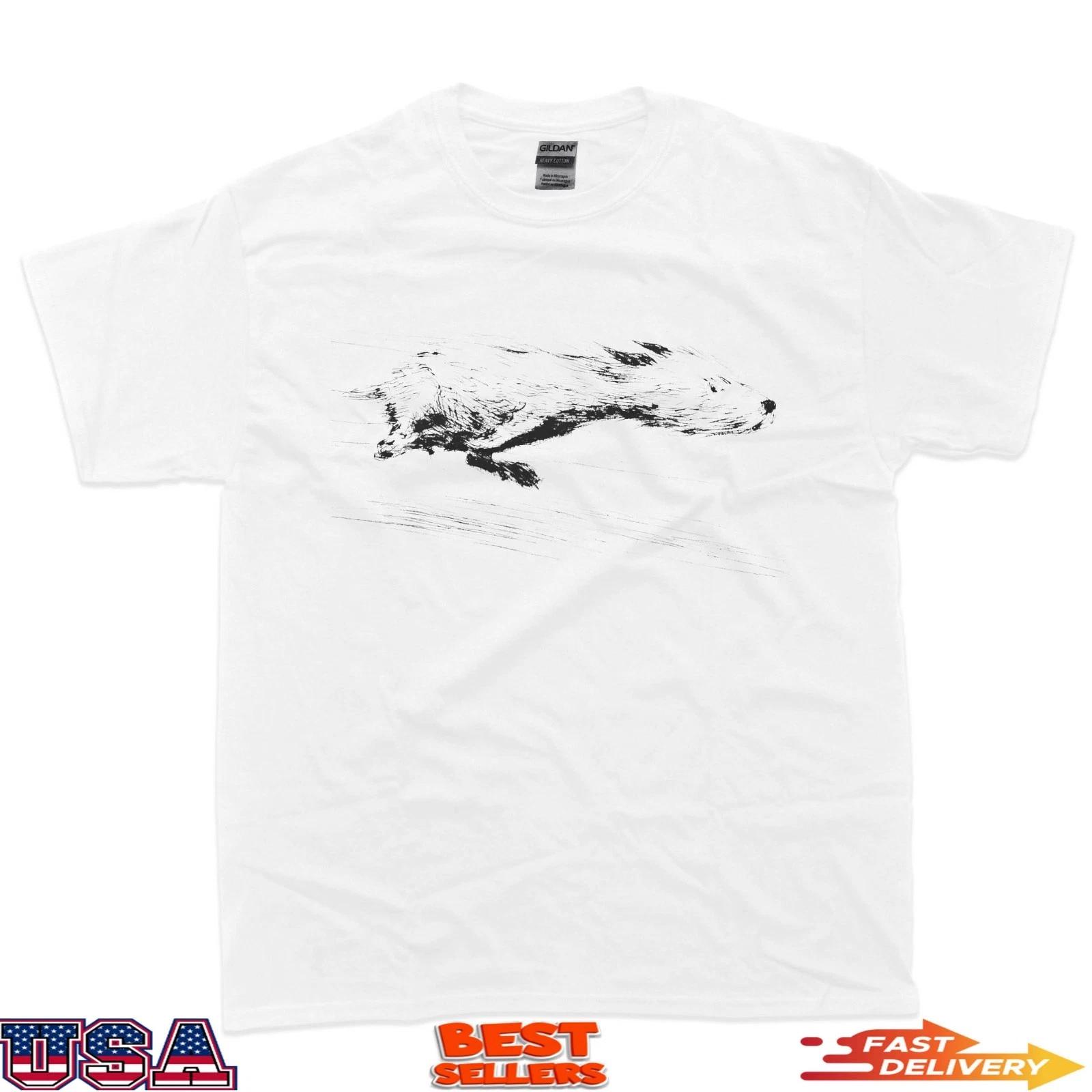 Running Dog Art Sketch Vintage Print T-Shirt 2XL