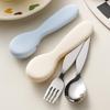 Food Safe Toddler Spoon and Fork Set Stainless Steel with Waterproof Silicone Storage Case for Kids School Lunch Use