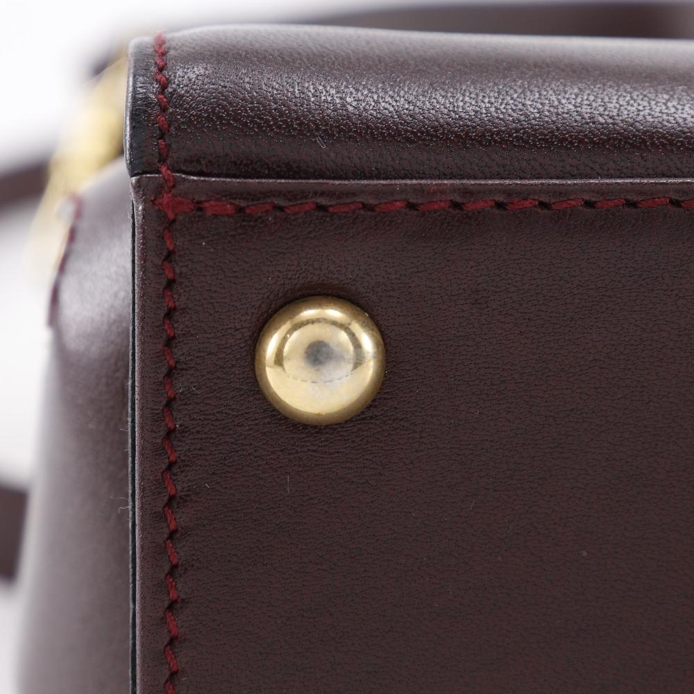 GOLD PFEIL 2WAYShoulder Handbag One Handle Bordeaux Calfskin Women Used