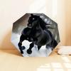 Black Horse In Snow: Automatic Opening/Closing Umbrella with Foldable Design, Ideal for Fans, Travelers, Daily Use, and Festive Gifts!112520