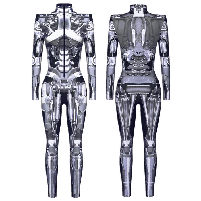 

Halloween Armor Cosplay Jumpsuit - Digital Print, Tight Fit, Long Sleeve, Comfortable Costume 135-140cm M