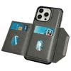 For iPhone 14 Pro Max Kickstand Case PU+TPU Phone Cover Detachable Card Bag