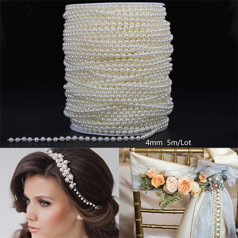 Abs Round Pearl Beads Rope Diy Craft Supplies Jewelry Decoration Wedding Dress