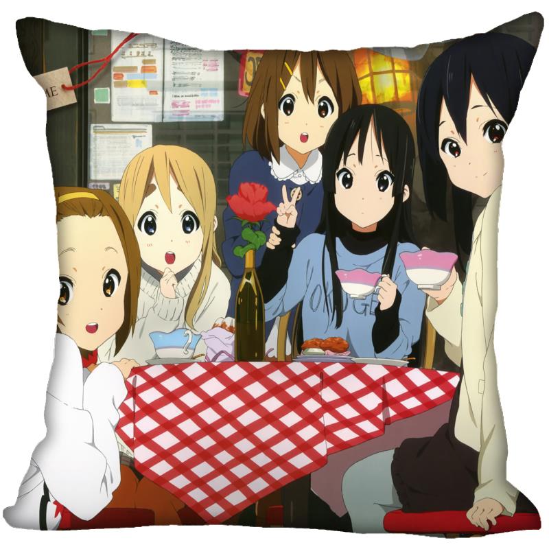 New Arrival K-ON! Anime Girl Pillow Case For Home Decorative Pillows Cover Square Zippered Satin Fabric PillowCases 40X40,45X45
