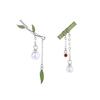Retro Chinese Style Niche Asymmetrical Drip Glaze Bamboo Earrings Women's Small Fresh and Beautiful Fringed Earrings