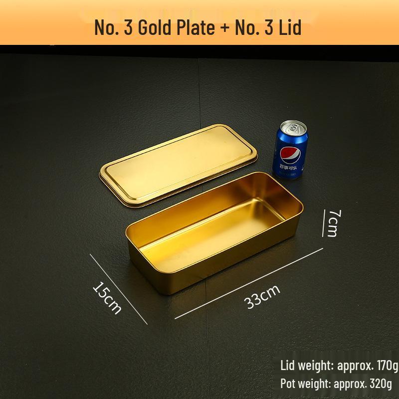 Stainless Steel Deep Snack Plate with Lid - Rectangular Baking Pan and Narrow Tray