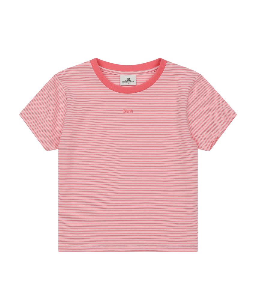 SUNDAY FRUIT MARKET W) Mini Sun Stripe Tee Pink