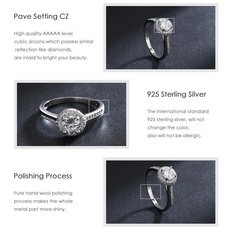 MODIAN Inele de nuntă clasică din argint 925 Inele cu zirconiu clar pentru femei Bijuterii fine de logodnă