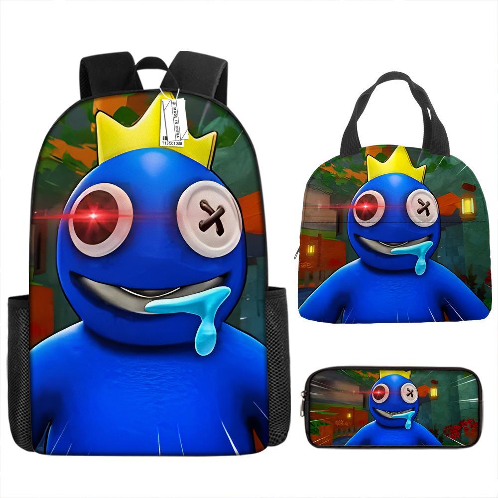 Rainbow Friends School Bag Rainbow Friends Backpack Three-piece Set for Elementary School Students Large Capacity Cartoon Computer Bag
