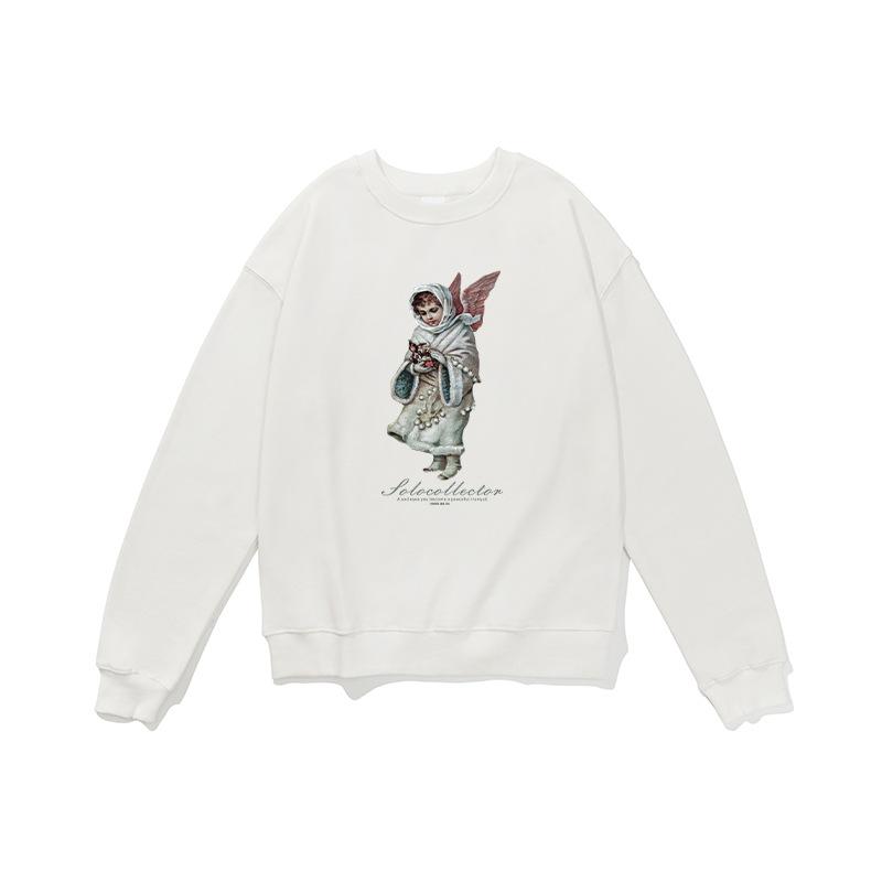 Spring Long-sleeved Top Personalized Pattern Printing Casual Men's Sweater Loose Couple Outfit