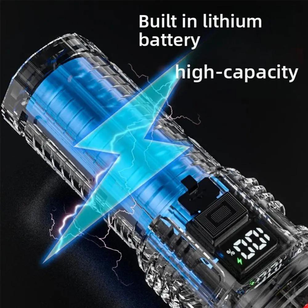 Strong Light LED Flashlight Built-in Battery USB Rechargeable Portable LED Light Waterproof ABS Camping Torch Outdoor Lantern