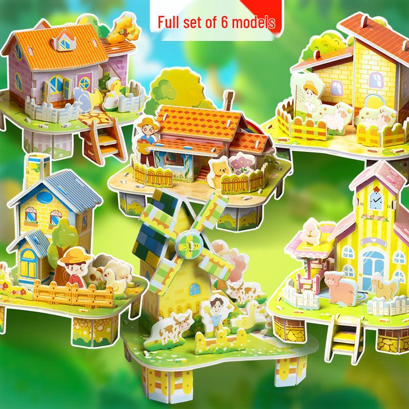 3D Educational Small House Puzzle: Creative DIY Paper Craft for Kids Aged 3-6