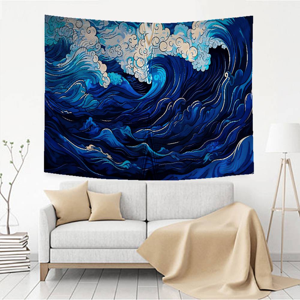 Japan Wave Of Kanagawa Cartoon Tapestry Art Science Fiction Room Home Decor Wall Hanging Sheets