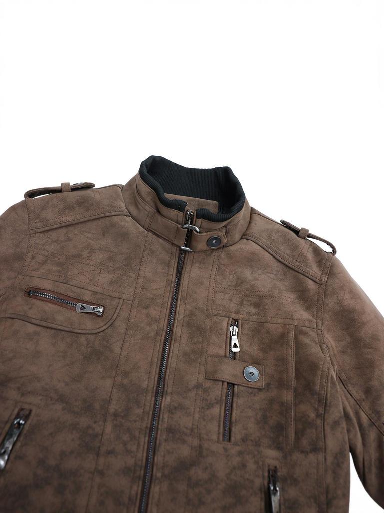 Men's Retro Suede PU Leather Motorcycle Jacket - Autumn/Winter Trend 2025