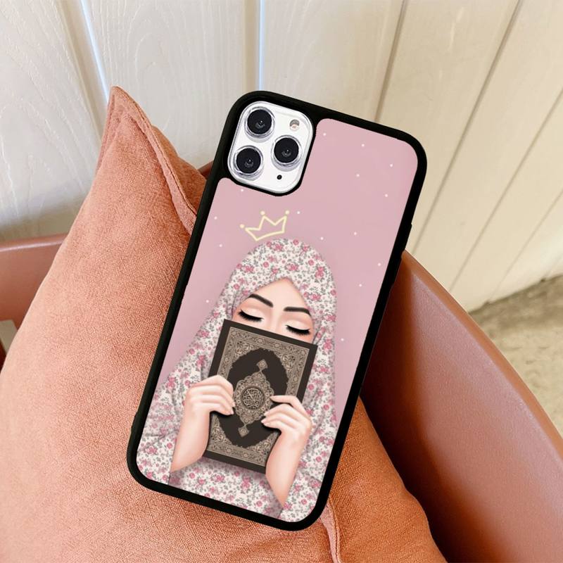 Muslim Islamic Arabic Hijab Face Gril Eyes Phone Case Silicone PC+TPU Case for iPhone 11 12 13 Pro Max 8 7 6 Plus X SE XR