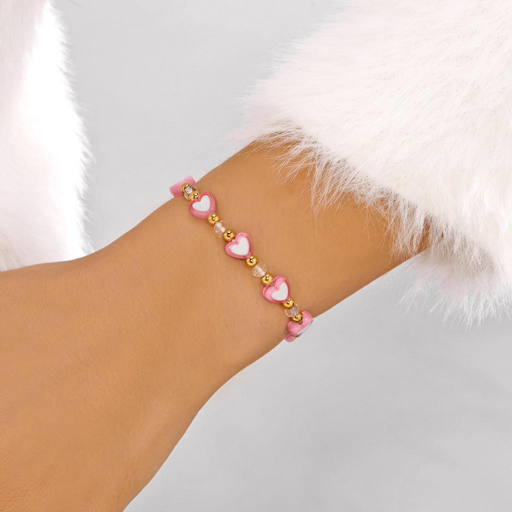 Romantic Heart Shape Polymer Clay Hand Chain With Colorful Design For Valentines Day