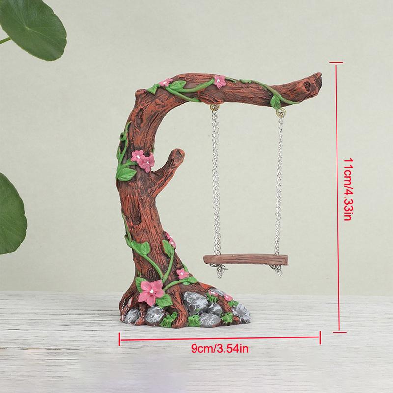 Miniature Fairy Garden Swing, Flower Tree Swing Figurine, Swing Model For Micro Landscape Courtyard Garden Outdoor Display Decor